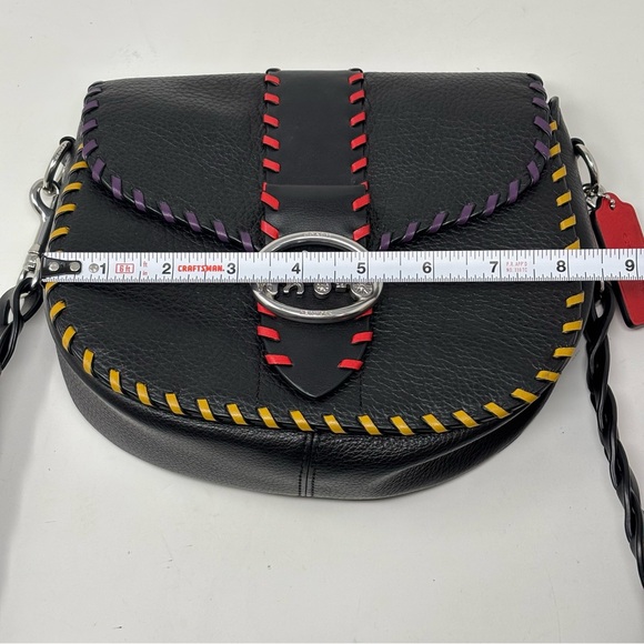 Coach Whipstitch Black Leather Georgie Saddle Bag Crossbody - Picture 13 of 16